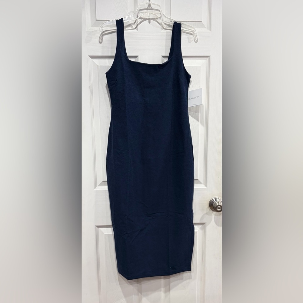 Beyond Yoga Women's Medium Spacedye Icon Midi Dress Noctural Navy Blue NWT